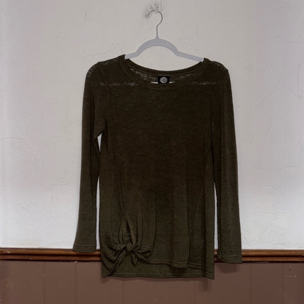 Bobeau | Green Side Knot Sweater